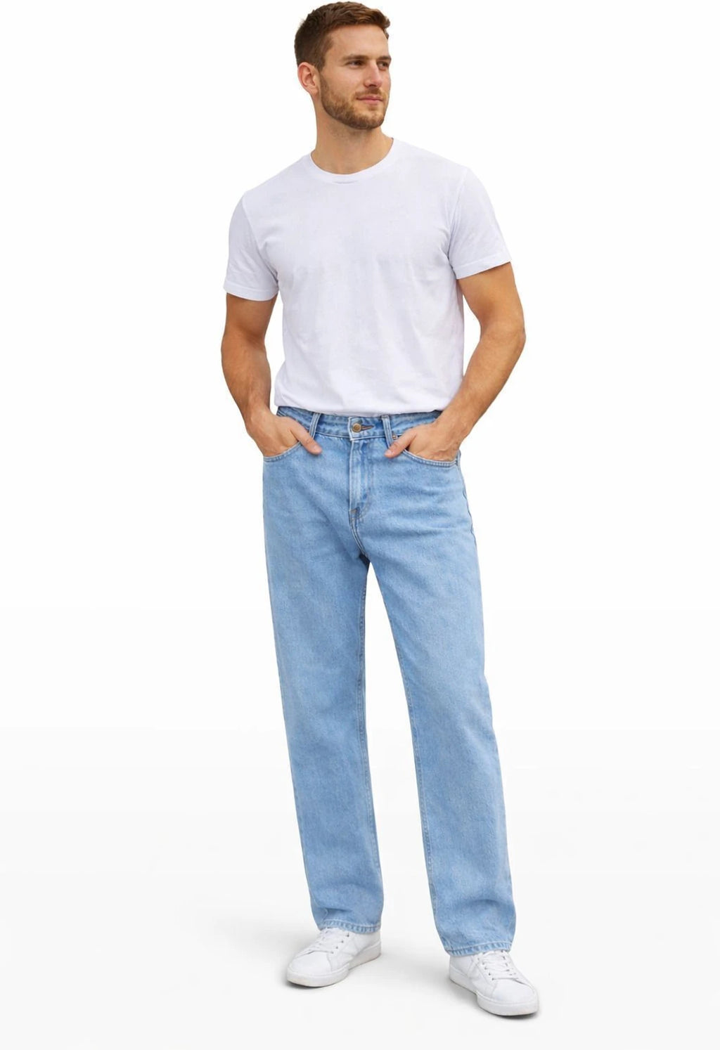 Straight fit blue jeans