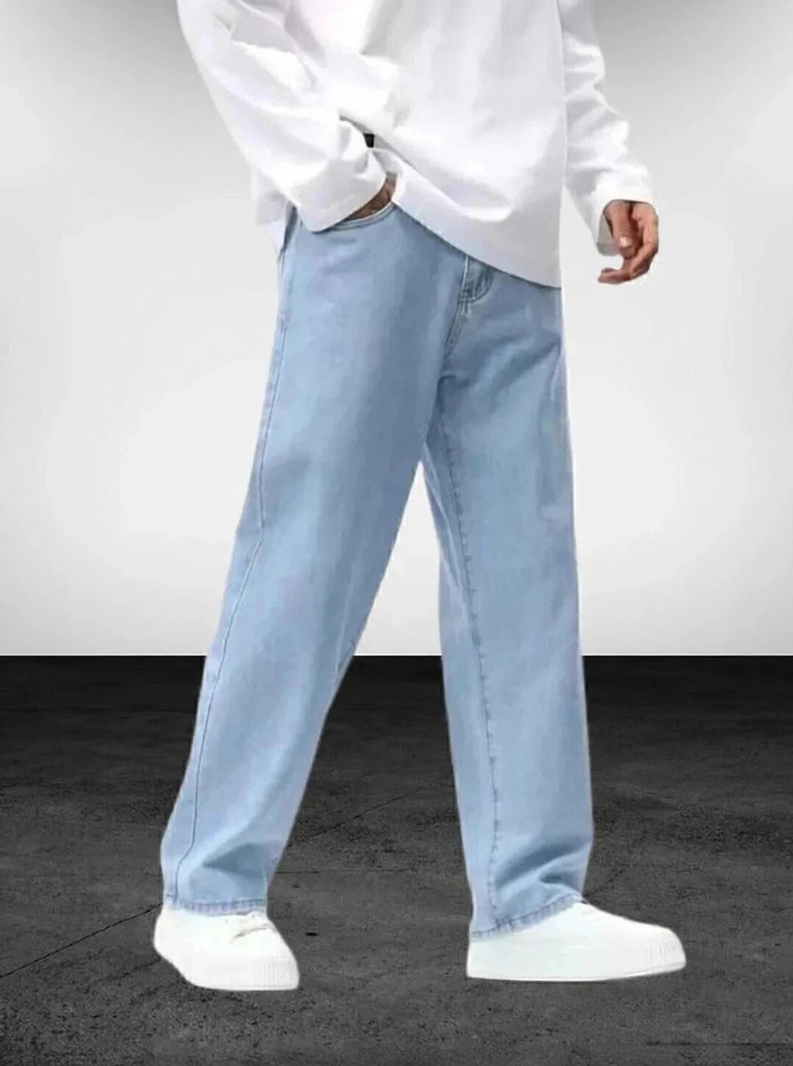 Straight fit blue jeans